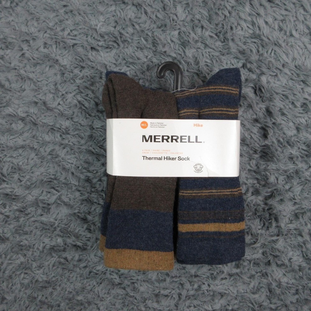 Merrell Socks Mens 10-13 Multicolor Mid Calf Polyester Cotton Wool Spandex NWT